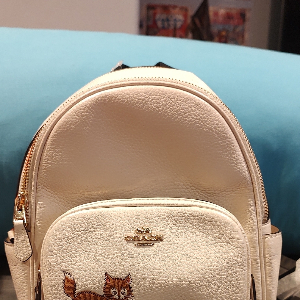 Coach Cream Backpack with Cat Silhouettes